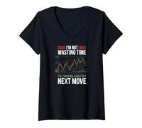 Women's Im Not Wasting Time Thinking My Next Move Stock Trading V-Neck T-Shirt