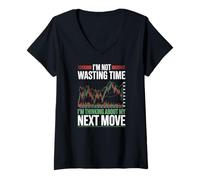 Women's Im Not Wasting Time Thinking My Next Move Stock Trading V-Neck T-Shirt