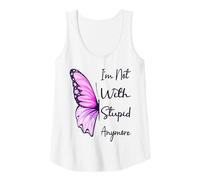 Womens I'm Not with Stupid Anymore Funny Breaking Up Joke Divorce Tank Top