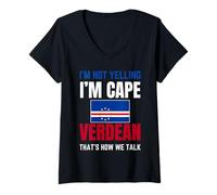 Womens I'm Not Yelling Cabo Verde Flag Pride Verdian Cape Verde V-Neck T-Shirt