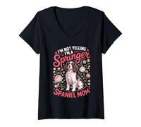 Women's I'm Not Yelling I'm a Springer Spaniel Mom Dog V-Neck T-Shirt