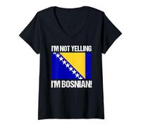Womens I'm Not Yelling I'm Bosnian Country Flag Bosnia Culture V-Neck T-Shirt