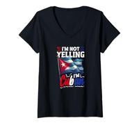 Women's I'm Not Yelling I'm Cuban Funny Cuba Roots Heritage V-Neck T-Shirt