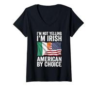 Women's Im Not Yelling Im Irish American Funny Citizenship V-Neck T-Shirt