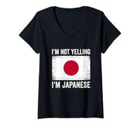 Womens I'm Not Yelling I'm Japanese Japan V-Neck T-Shirt