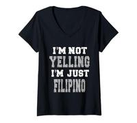 Women's I'm not Yelling, I'm just Filipino V-Neck T-Shirt