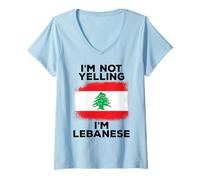 Womens I'm Not Yelling I'm Lebanese Funny Flag Heritage Lebanon V-Neck T-Shirt