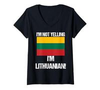 Womens I'm Not Yelling I'm Lithuanian Countries Flag Lithuania V-Neck T-Shirt
