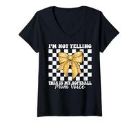 Womens I'm Not Yelling This Is My Softball Mom Voice Mother's Day V-Neck T-Shirt