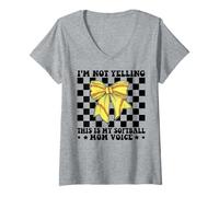 Womens I'm Not Yelling This Is My Softball Mom Voice Mother's Day V-Neck T-Shirt