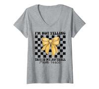 Womens I'm Not Yelling This Is My Softball Mom Voice Mother's Day V-Neck T-Shirt