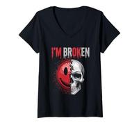 Women's I'm Ok I'm Broken Tshirt Invisible Illness Mental Health V-Neck T-Shirt