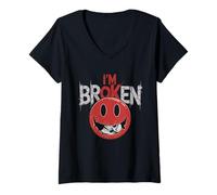 Women's I'm Ok I'm Broken Tshirt Invisible Illness Mental Health V-Neck T-Shirt