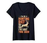 Women's I'm on a Hunting Diet Funny Hunter Deer Hunting V-Neck T-Shirt