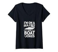 Womens I'm On A Sea-Cret Mission for Boat Jokes V-Neck T-Shirt