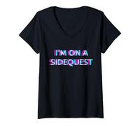 Womens I'm On A Sidequest Techno Rave EDM Festival Funny Raver V-Neck T-Shirt