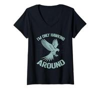 Womens I'm Only Hawking Around Falconry V-Neck T-Shirt
