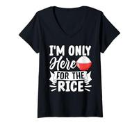 Women's I'm Only Here for The Rice Rice Bowl Asian Food V-Neck T-Shirt