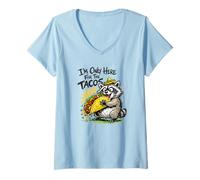 Women's I'm Only Here for The Tacos Raccoon Taco Lover V-Neck T-Shirt