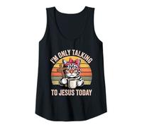 Womens I'm only Talking to Jesus Today cat Tank Top