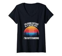 Womens I'm Outstanding I'm Going to Stand Outside So If Anyone Asks V-Neck T-Shirt