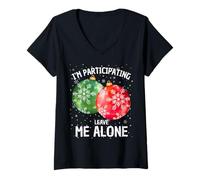 Womens I'm Participating Leave Me Alone Ugly Christmas Sweater V-Neck T-Shirt