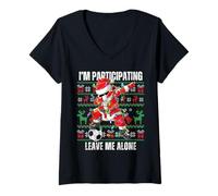 Womens I'm Participating Leave Me Alone Ugly Christmas Sweater V-Neck T-Shirt
