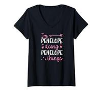 Women's I'm Penelope Doing Penelope Things Personalized First Name V-Neck T-Shirt