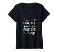 Women's I'm Penelope Doing Penelope Things Personalized First Name V-Neck T-Shirt