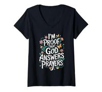 Women's I'm Proof that God Answers Prayers V-Neck T-Shirt