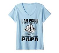 Womens I'm Proud of Many Things Life Nothing Beats Being A Papa V-Neck T-Shirt