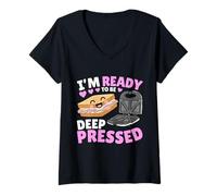 Women's I'm Ready to Be Deep Pressed - Rude Cheese & Ham Toastie V-Neck T-Shirt