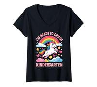 Womens I'm Ready To Crush Kindergarten Unicorn V-Neck T-Shirt