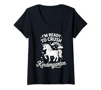 Womens I'm Ready To Crush Kindergarten Unicorn V-Neck T-Shirt