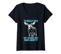 Women's I'm Really Cold Moose But Being Very Brave About It V-Neck T-Shirt
