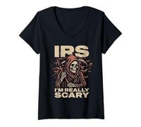 Womens I'm Really Scary IRS Special Agent Grim Reaper Death Angel V-Neck T-Shirt