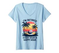 Womens I'm Retired Every Hour Is Happy Hour Retired Men Retirement V-Neck T-Shirt