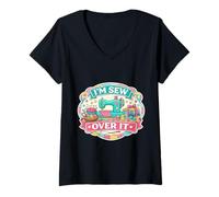 Women's I'm Sew Over It Funny Sewing Pun Quilting Quilter Wordplay V-Neck T-Shirt
