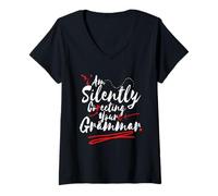 Womens I'm Silently Correcting Your Grammar Funny Sarcastic Teacher V-Neck T-Shirt