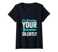 Women's I'm Silently Correcting Your Grammar Writer V-Neck T-Shirt