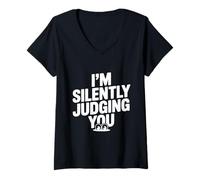 Womens I'm Silently Judging You Sarcastic Humor V-Neck T-Shirt
