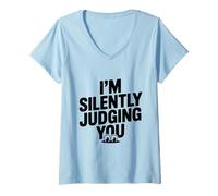 Womens I'm Silently Judging You Sarcastic Humor V-Neck T-Shirt