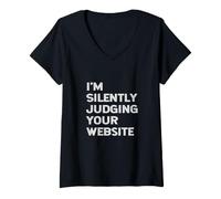Women's I'm Silently Judging Your Website Developer Web Designer Fun V-Neck T-Shirt
