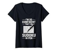 Women's I'm So Confident That I Do Sudoku in Pen Puzzle Player - V-Neck T-Shirt