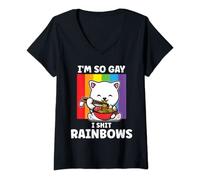 Womens I'm so Gay I shit rainbows Gay Pride V-Neck T-Shirt