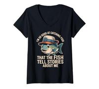 Womens I'm So Good at Catching Fish That Fish Tell Stories V-Neck T-Shirt