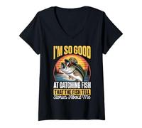 Womens I'm So Good at Catching Fish That The Fish Tell Stories V-Neck T-Shirt