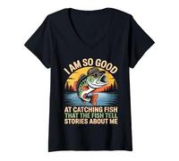 Women's I'm So Good at Catching Fish that The Fish Tell Stories V-Neck T-Shirt