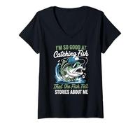 Womens I'm So Good At Fishing - Cute I'm Legendary Fisherman Humor V-Neck T-Shirt