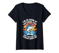 Womens I'm So Good At Fishing - I'm A Legend On The Lake Fisherman V-Neck T-Shirt